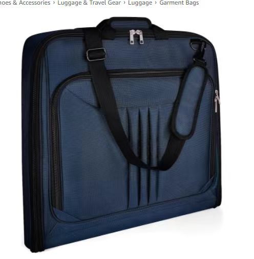 Sac de voyage costume anti-froisse bleu avec bandoulière, idéal organisation bagages