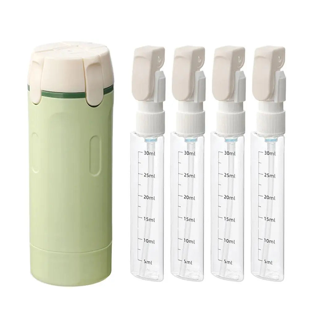 Flacon voyage TravelQuart 4-en-1 vert avec pompe pliable 30ml, variante verte