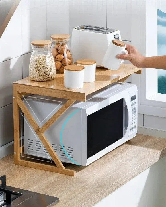 Optimisez votre cuisine avec une étagère micro onde en bambou : gain d’espace, style naturel et solutions pratiques signées Rangement Chic
