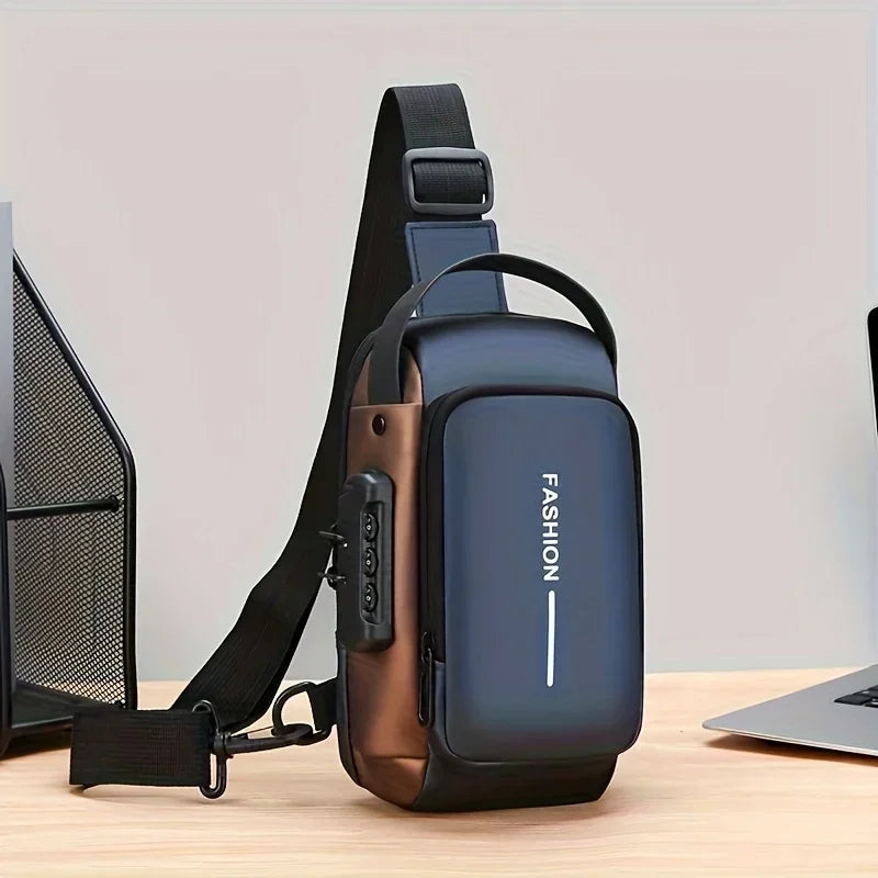 Sac de poitrine anti-vol VaultPack™ couleur noire, design moderne pour un usage en ville.