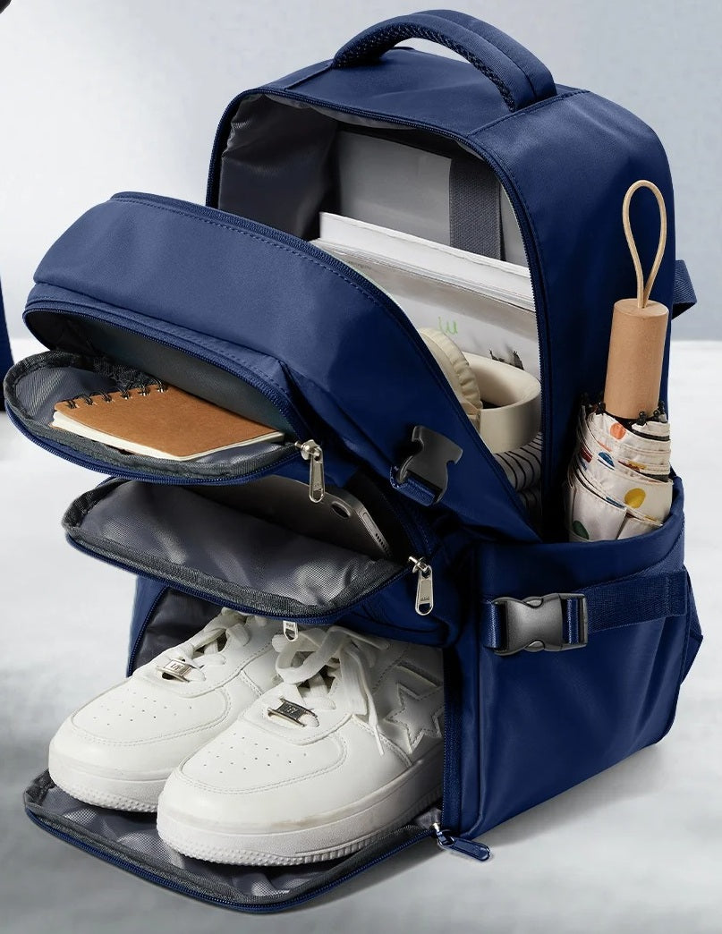 Sac à dos voyage cabine Ryanair 40x20x25 conforme bagage à main, grande capacité avec compartiment chaussures respirant et compartiment ordinateur portable – Rangement Chic