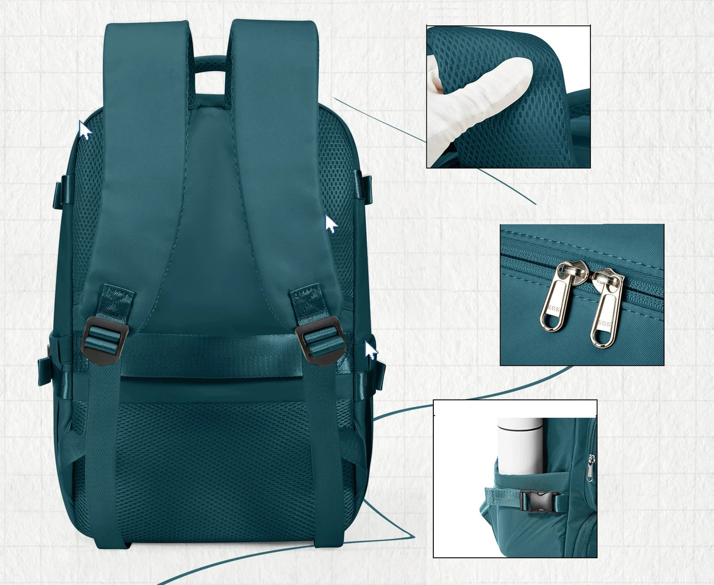 Sac à dos voyage cabine 40x20x25 compatible Ryanair, bagage à main avion multi-compartiments avec espace chaussures ventilé, poche extérieure et structure résistante pour courts séjours – Rangement Chic