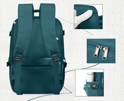 Sac à dos voyage cabine 40x20x25 compatible Ryanair, bagage à main avion multi-compartiments avec espace chaussures ventilé, poche extérieure et structure résistante pour courts séjours – Rangement Chic