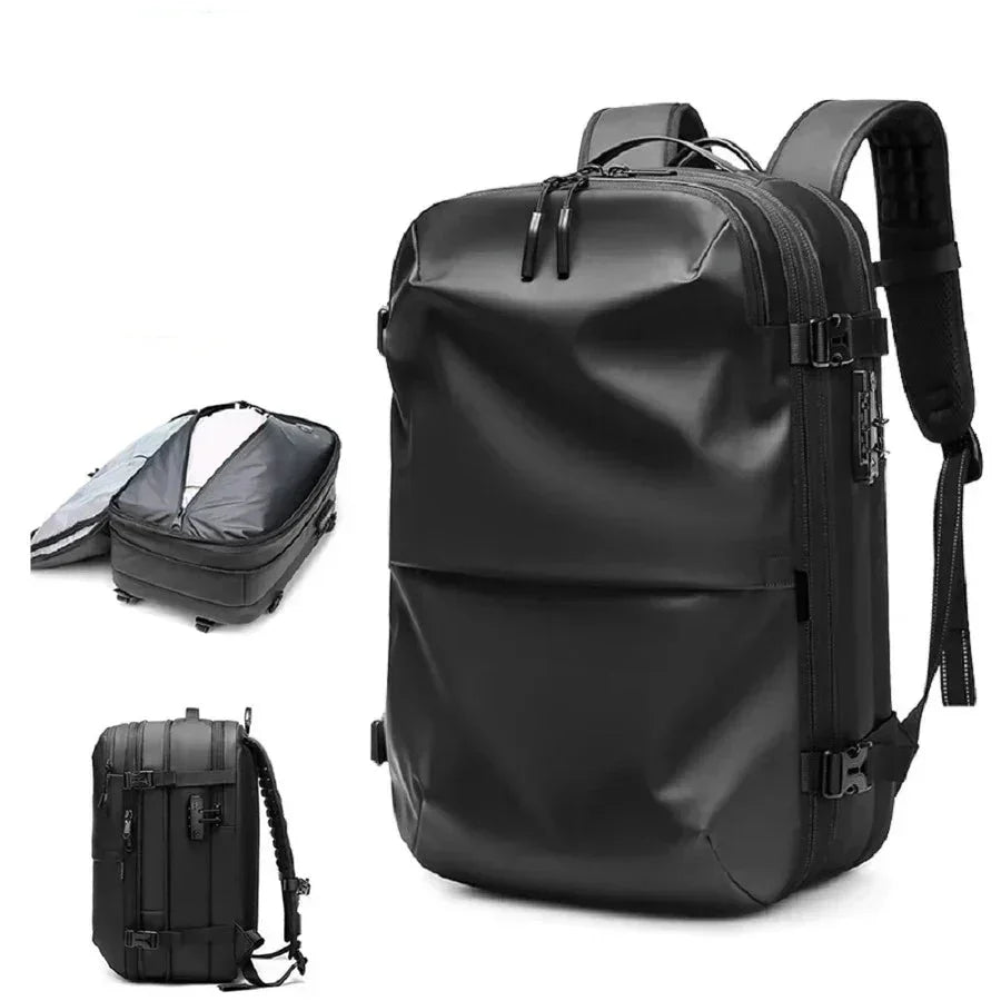Sac à dos compression sous vide Evasion Slim noir, bagage cabine compact voyage