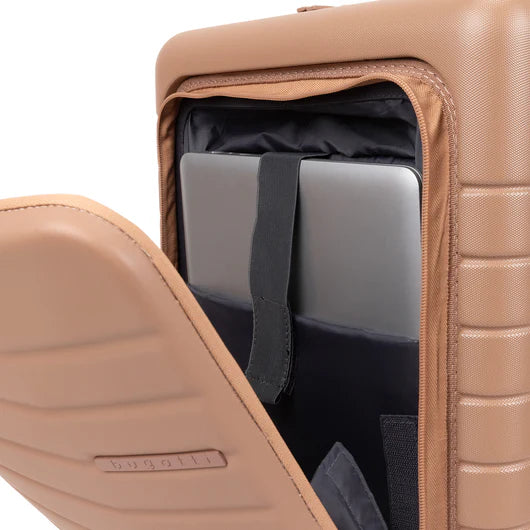 Valise cabine Bugatti Munich Pro coloris Mocha avec poche avant et doubles roues 360°