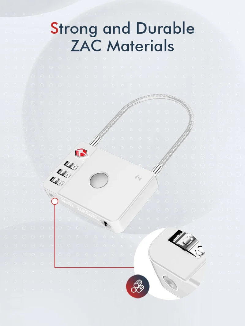 cadenas TSA Milock Apple Find My robuste, cadenas à combinaison blanc sécuritaire pour valise