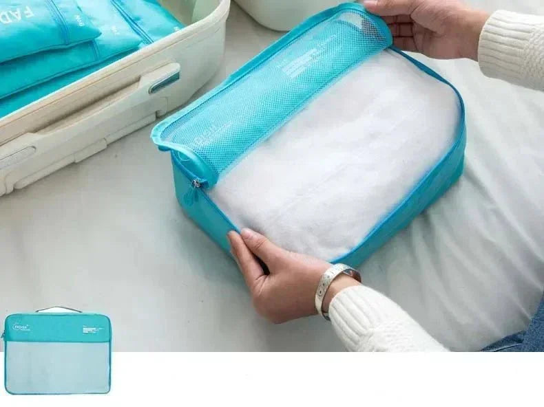 Cubes de rangement SmartTrip pour valise, organiseurs de voyage bleus avec fermeture éclair