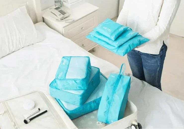 cubes de rangement Smarttrip turquoise, accessoires organisation valise, voyage bien rangé