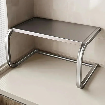 étagère pour micro-ondes en métal argenté effet inox, étagère micro-ondes robuste sans assemblage, support micro-ondes en acier design moderne, étagère micro-ondes solide pour cuisine moderne, rangement micro-ondes argent finition inox luxueuse, étagère de cuisine métallique stable et élégante, étagère de comptoir pour micro-ondes en métal haut de gamme, étagère de cuisine argentée effet inox, étagère de rangement pour micro-ondes et accessoires, étagère cuisine double niveau pour four et vaisselle, organis