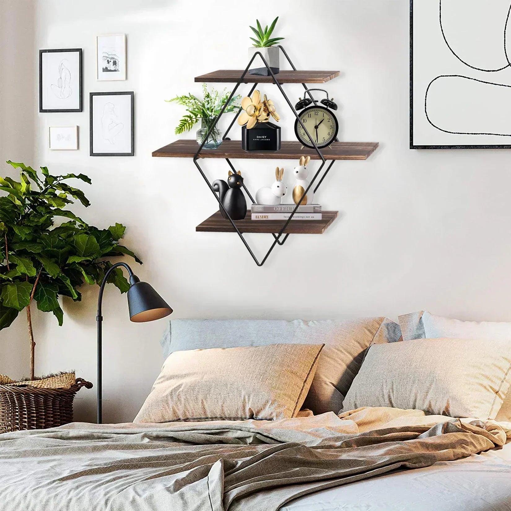 Étagère murale pour plantes succulentes style rustique industriel 3 niveaux