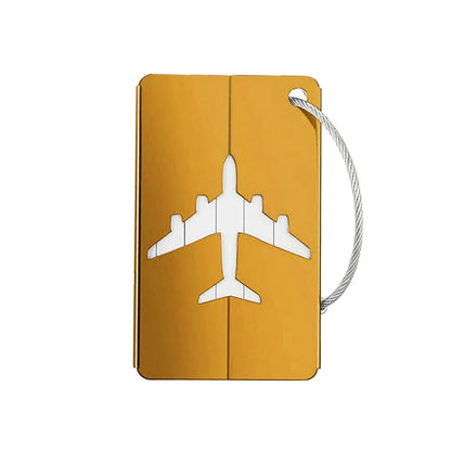 Etiquette bagage aluminium compacte et resistante. identifiez facilement vos bagages avion avec protection anti perte et fixation fiable.