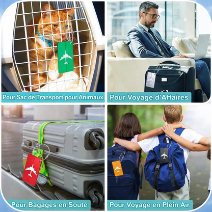 Etiquette bagage aluminium compacte et resistante. identifiez facilement vos bagages avion