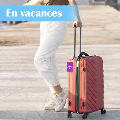 Etiquette bagage aluminium compacte et resistante. identifiez facilement vos bagages avion