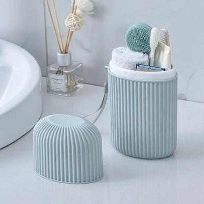 Etui brosse a dent bleu pour salle de bain et viyage paratique elegant et de large capacité