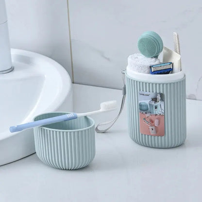 Etui brosse a dent bleu pour salle de bain et viyage paratique elegant et de large capacité