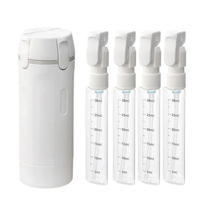 Flacon voyage TravelQuart 4-en-1 vert avec pompe pliable 30ml, variante blanche