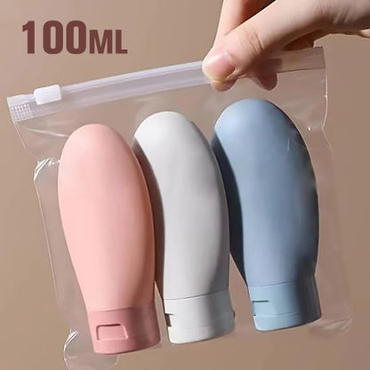 Flacon voyage Rangement Chic rechargeable anti-fuite compatible avion, idéal pour shampoing, lotion, crème, toner et spray, format compact et léger en LDPE pour trousse de toilette, bagage cabine, vacances et déplacements.