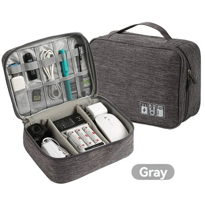 organisateur câble voyage Cablehub gris, pochette de rangement accessoires électroniques