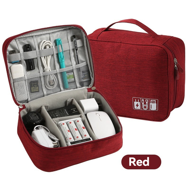 Organisateur câble voyage CableHub rouge avec compartiments pour accessoires électroniques