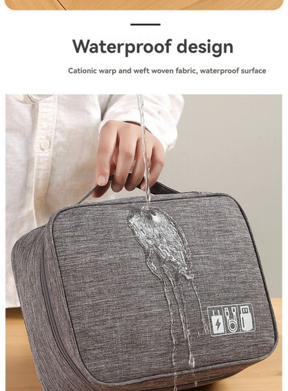 Organisateur câble voyage étanche 24x18cm gris, sac de rangement accessoires électroniques