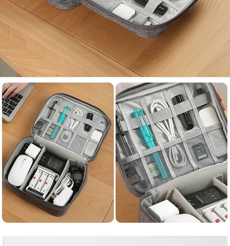 Organisateur câble voyage étanche 24x18cm pratique avec compartiments pour accessoires électroniques