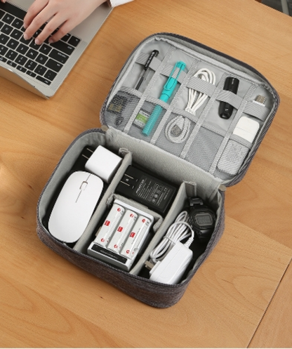 Organisateur câble voyage étanche 24x18cm pour accessoires électroniques, séparateurs modulables