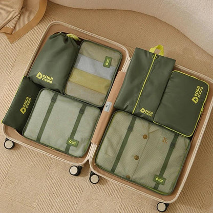 Organisateur de valise cabine vert avec sacs de rangement pour bagage à main, accessoires voyage