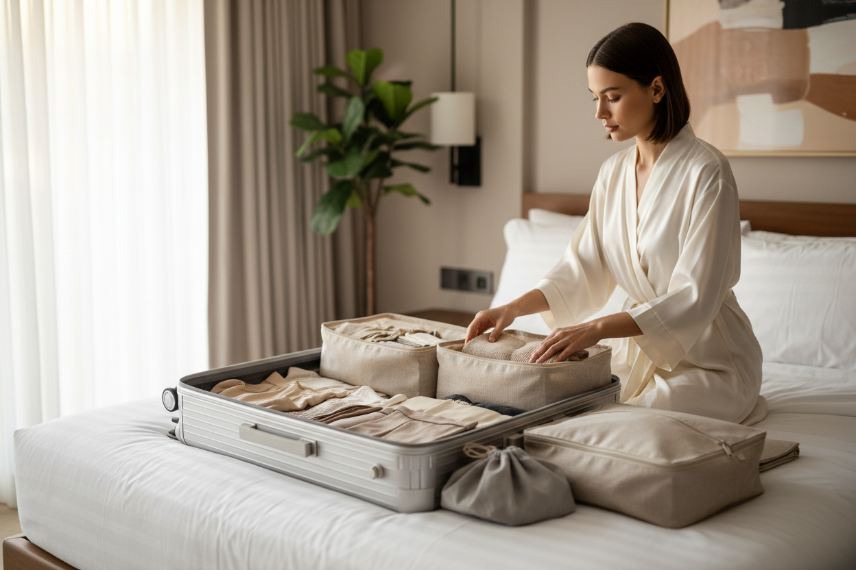 Organisateur de valise – Jeune voyageuse chic