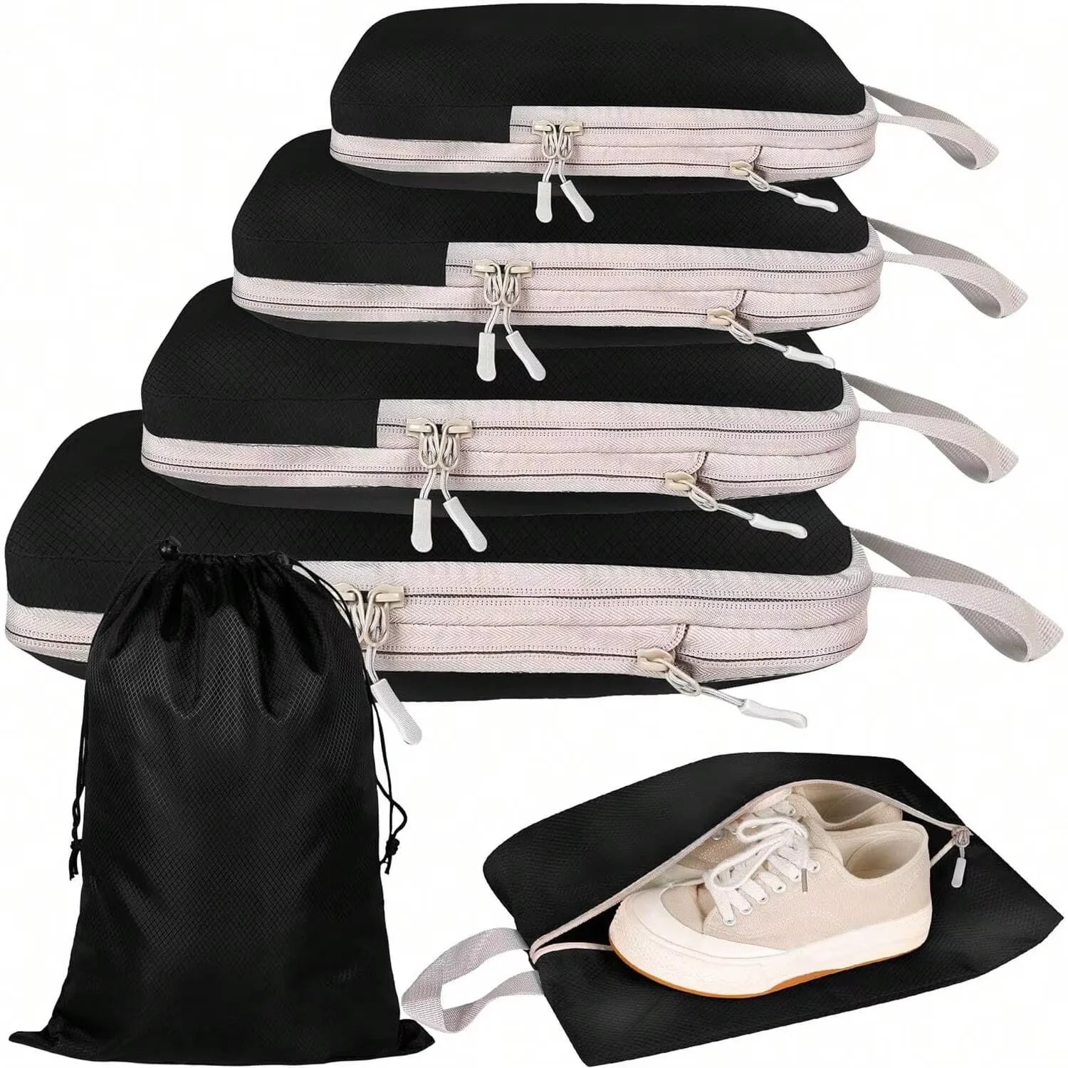 Organisateur de bagages sac en nylon étanche, pochette organisateur de valise idéale pour optimiser l’espace et compresser les vêtements