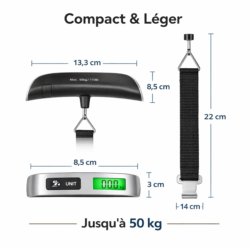 pese bagage digital 50kg fonction tare conversion kg lb balance electronique voyage