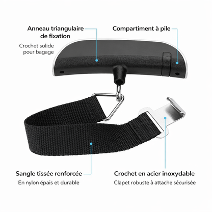 pese bagage 50kg avec sangle nylon resistante fixation solide pour valise et sac voyage