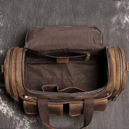 sac de voyage cuir homme en cuir véritable de vache pleine fleur finition crazy horse, sac de voyage vintage marron et noir pour homme, sac week-end cuir souple style duffle bag, sac de voyage homme bandoulière et porté main, sac de sport cuir élégant gym et déplacements professionnels, sac business voyage cuir premium, sac de voyage cuir robuste pour court séjour, sac homme cuir grande capacité doublure textile résistante, sac de voyage cuir authentique style rétro, travel bag leather men crazy horse cow l