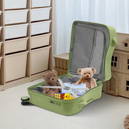 Valise enfant à roulettes cabine 8 pouces grande capacité 37L, conçue pour les enfants de 3 à 6 ans, avec structure robuste en ABS et PVC, roues universelles silencieuses, verrou à code intégré, poignée antidérapante et tige de traction réglable. Valise enfant légère et résistante, compatible avion, dotée de compartiments intérieurs organisés, coins arrondis pour plus de sécurité, supportant jusqu’à 60 kg et permettant à l’enfant de s’asseoir et rouler. Valise enfant design ludique et premium, idéale pour v