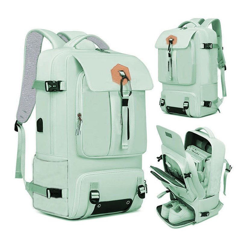 Sac a dos cabine 50L Aero Trek™ Vert multifonction avec compartiment chaussures, port USB et tissu résistant à l’eau compatible avion