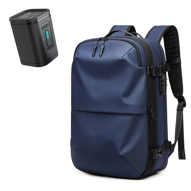 sac à dos compression Slim Evasion bleu avec pompe compacte, rangement voyage organisé