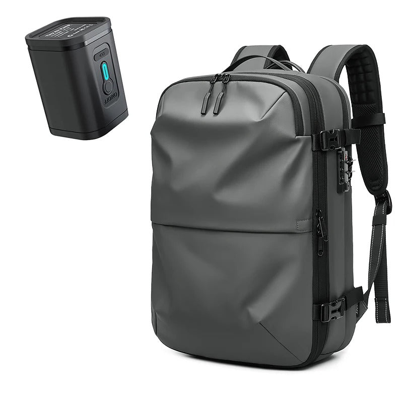 sac à dos compression Slim Evasion gris avec pompe, accessoire voyage rangement