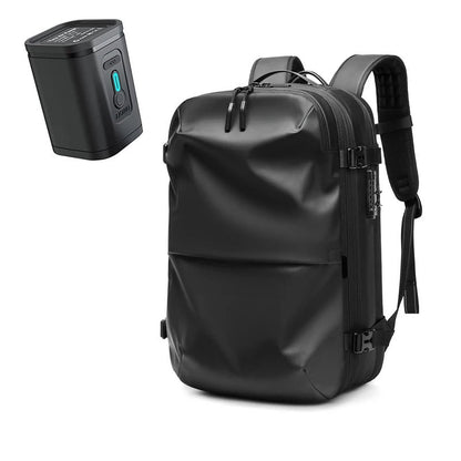 sac à dos compression slim évasion noir avec pompe, rangement voyage compact