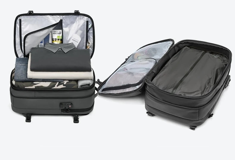 sac à dos compression sous vide cabine avion, bagage organisé, valise compacte