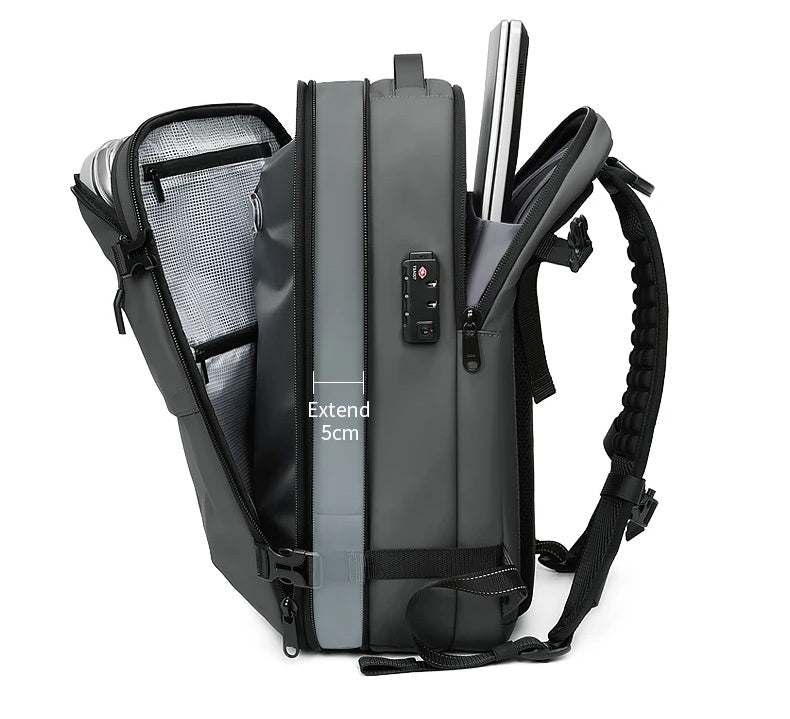 sac à dos compression sous vide cabine avion avec compartiment PC 17 pouces, extensible 5cm