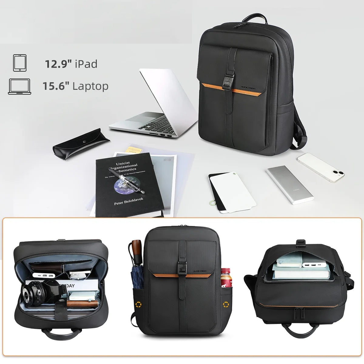 Sac à dos ordinateur portable | Smart Pro™ – Compartiments spacieux et poches latérales pratiques pour ordinateurs jusqu’à 15.6 pouces