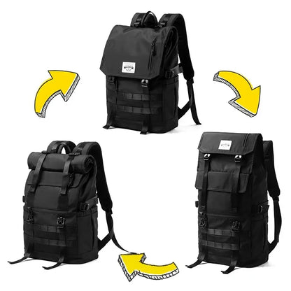 sac a dos roll top urbain avec poches zippees et velcro pour voyage et commute