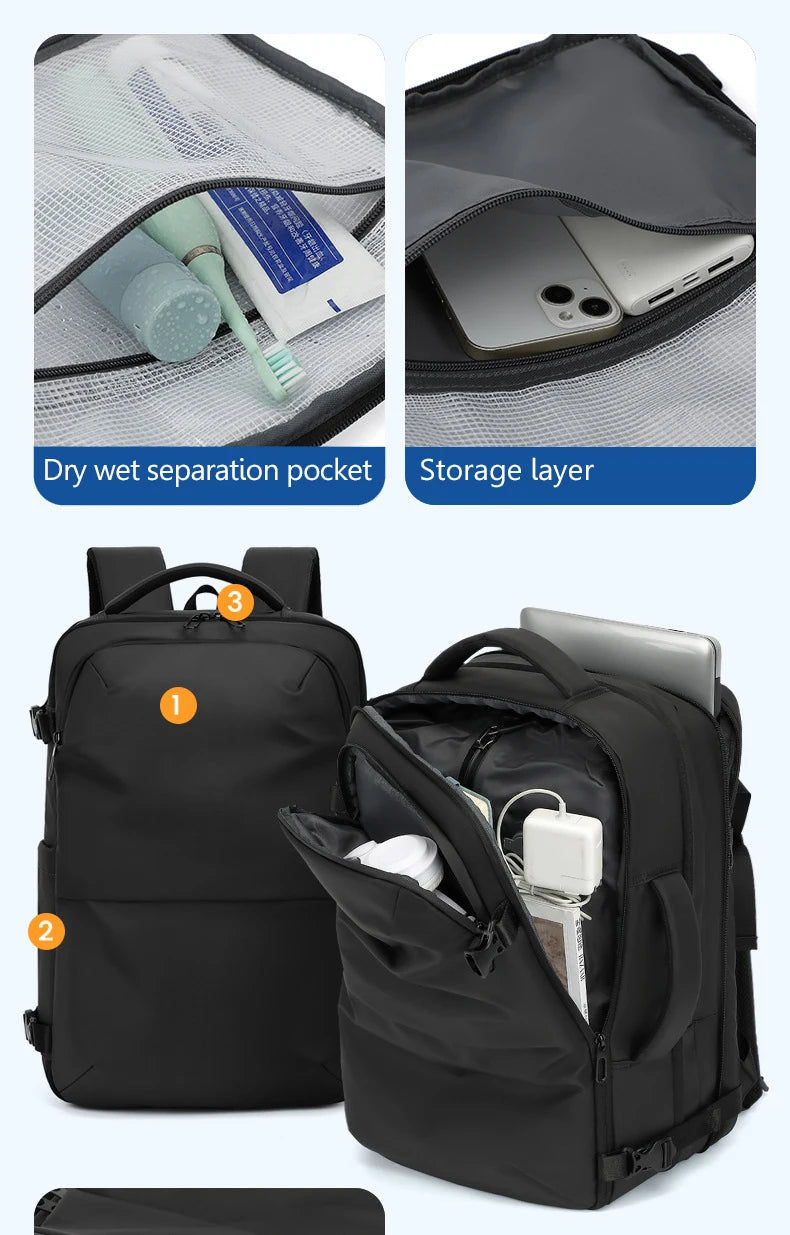 Sac a dos voyage compression sous vide 17 pouces 36-55L