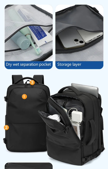 Sac a dos voyage compression sous vide 17 pouces 36-55L