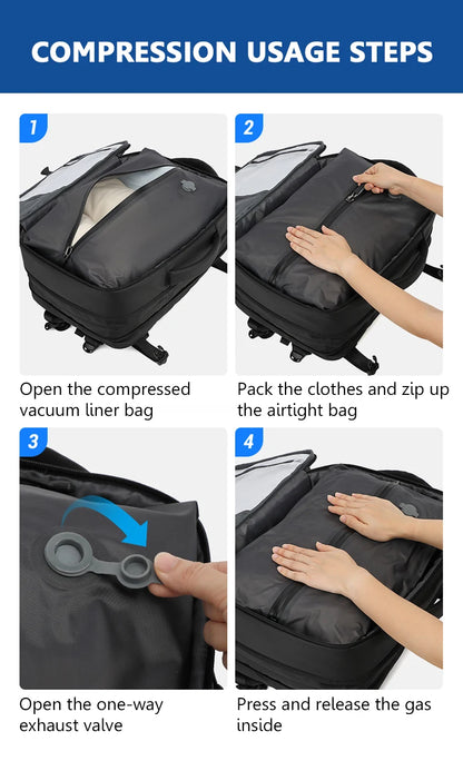 Sac a dos voyage compression sous vide 17 pouces 36-55L