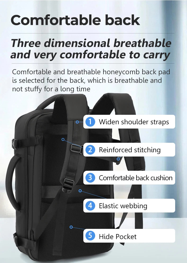 Sac a dos voyage compression sous vide 17 pouces 36-55L