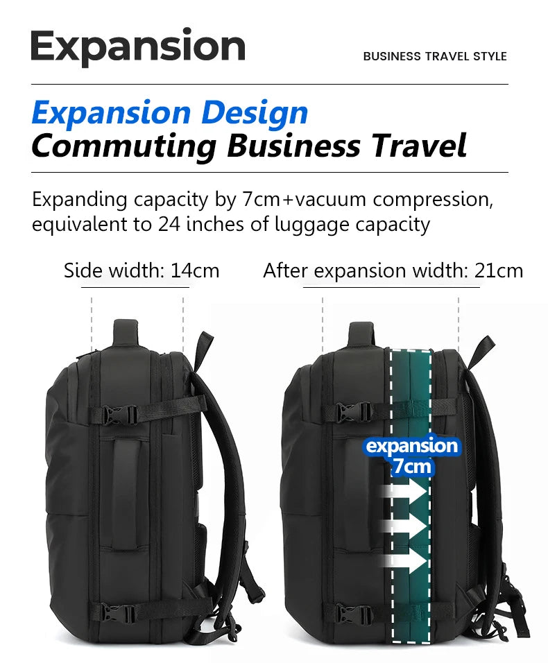 Sac a dos voyage compression sous vide 17 pouces 36-55L
