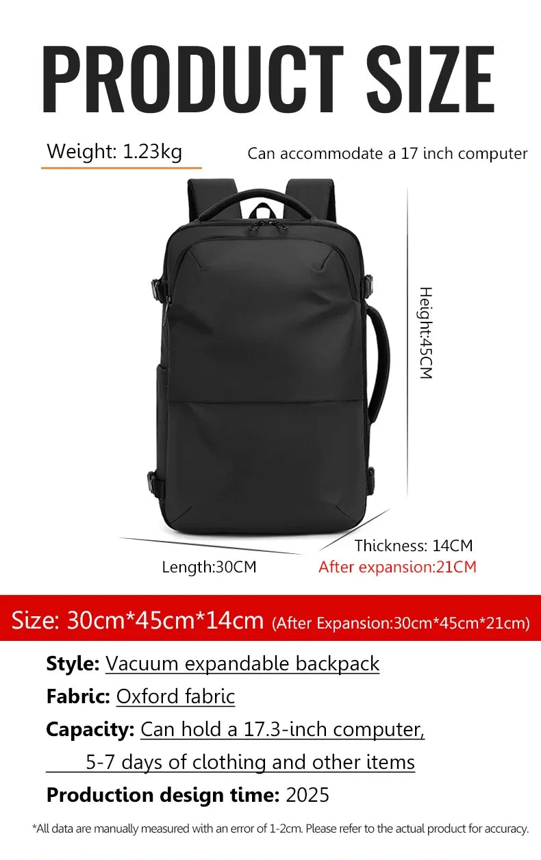 Sac a dos voyage compression sous vide 17 pouces 36-55L
