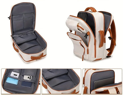 Sac a dos de voyage pour femme en couleur bleu paon avec compartiment respirant pour chaussures, capacité 35 litres, plusieurs rangements et dos souple pour week-end.