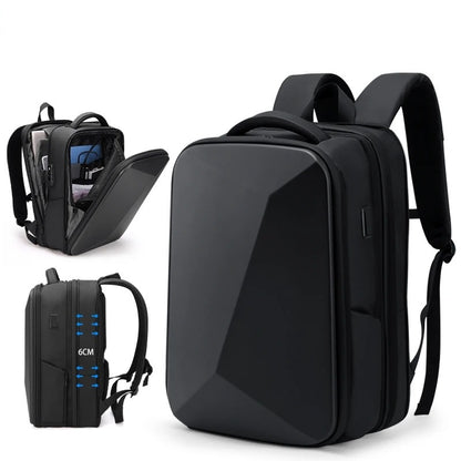 Sac-a-dos-antivol-nomad-shield, modèle Explorer Pro ouvert à 180° montrant son organisation pour ordinateur 15,6 pouces et tablette.