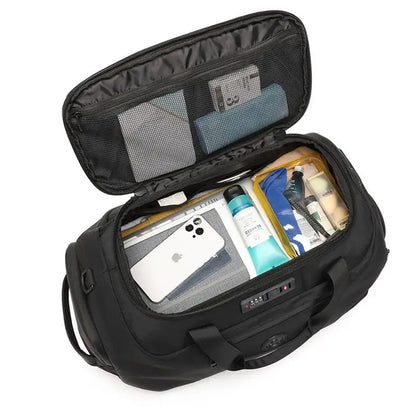 Sac de voyage cabine homme imperméable grande capacité avec compartiment chaussures, poche humide et sangle valise, idéal avion et courts séjours